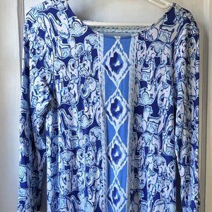 LILLY PULITZER medium knit dress blue elephants